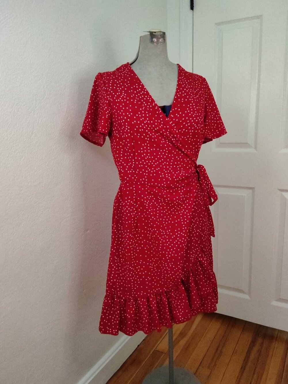 Naggoo L red white polka dot wrap dress